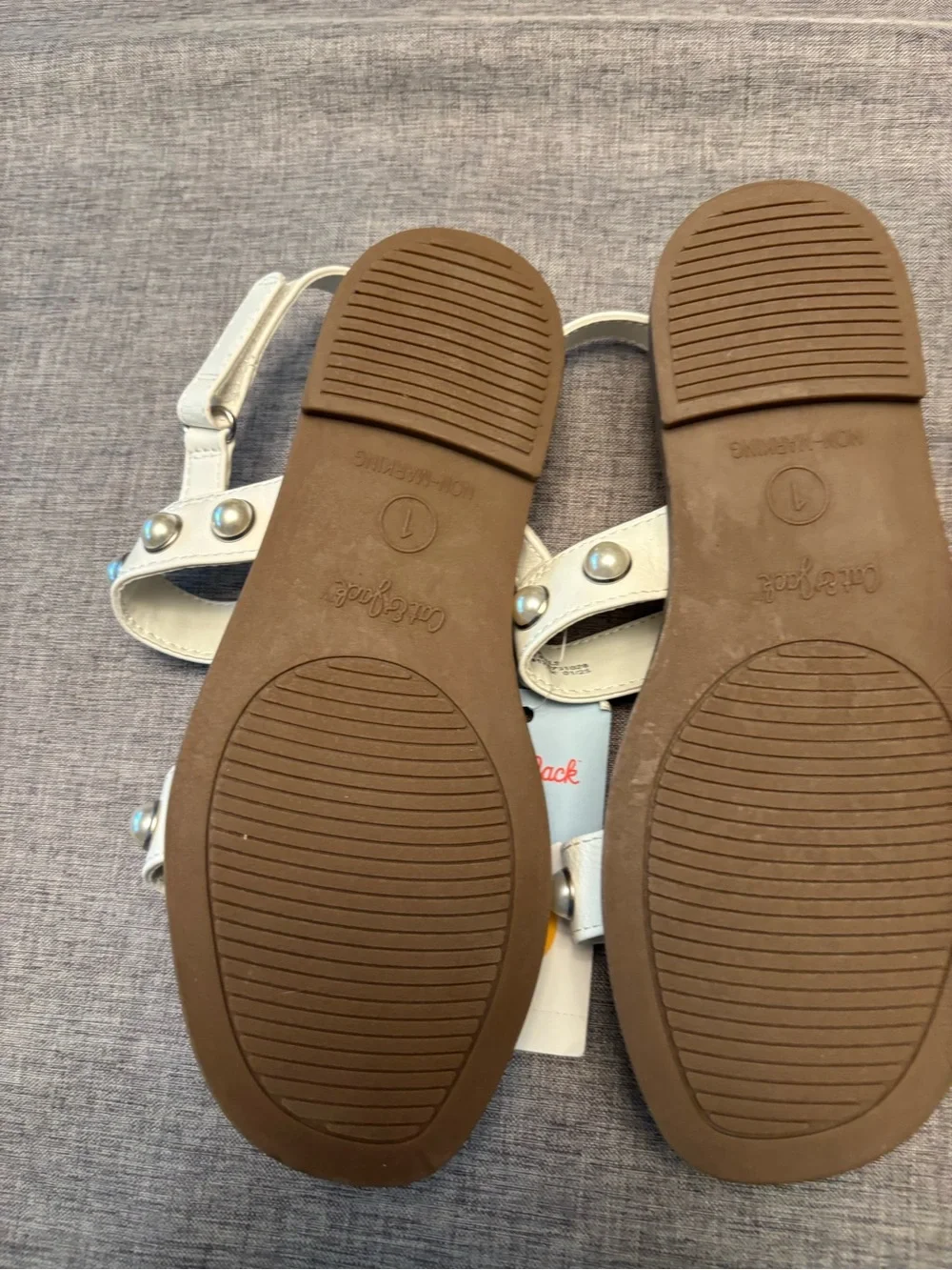 Cat & Jack White Studded Girls' Strap Sandals Size 1